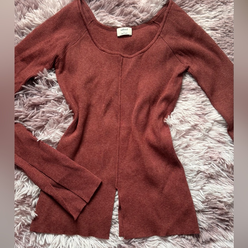 Wilfred Women's Warm Brown Scoop Neck Sweater